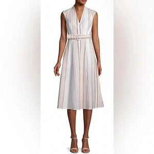 Calvin Klein Striped Belted A Line Dress Size 2